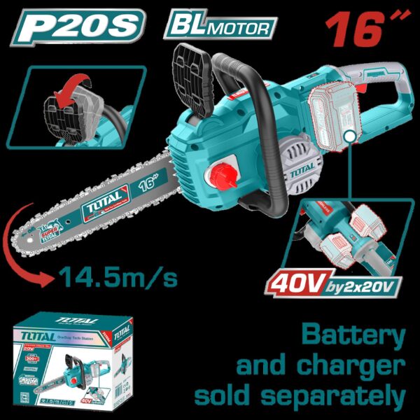 MOTOSIERRA INALAMBRICA 16" 20V L BATERIA Y CARGADO NO INCLUIDO INDUSTRIAL SUPER TOTAL (TGSLI40168)
