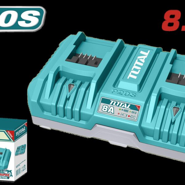 CARGADOR INTELIGENTE DOBLE PARA BATERIAS 20V INDUSTRIAL TOTAL (UTFCLI2082)