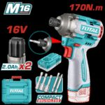 ATORNILLADOR DE IMPACTO INALAMBRICO 16V 170NM INCLUYE 2 BATERIAS 2.0AH, CARGADOR, PUNTA TALADRO Y COPA INDUSTRIAL SUPER TOTAL (UTIRLI16178)