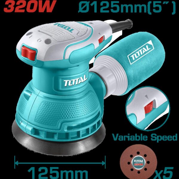 LIJADORA ORBITAL  5" 320W INCLUYE 5 LIJAS INDUSTRIAL SUPER  TOTAL (UTF2131256)