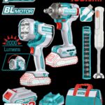 COMBO INALAMBRICO 20V PISTOLA IMPACTO INALAMBRICA 1/2 400 NM + LAMPARA DE TRABAJO INALAMBRICA 2000 LUMENES + BATIDORA RECARGABLE  INCLUYE 2 BATERIAS 2.0 AH, CARGADOR Y COPAS INDUSTRIAL SUPER TOTAL (UTOSLI240961)