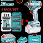 ATORNILLADOR DE IMPACTO INALAMBRICO 1/4 20V 285NM + JUEGO DE PUNTAS X 31 PZS INCLUYE 2 BATERIAS 4.0AH Y CARGADOR INDUSTRIAL SUPER TOTAL (UTOSLI240966)