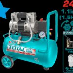 COMPRESOR AIRE HORIZONTAL 24L 1.5HP 116PSI 110-120V  1100W 60HZ LIBRE DE ACEITE SUPER TOTAL (UTCS1110242)