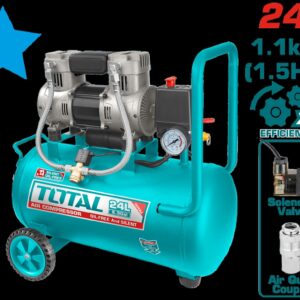Compresor Aire Horizontal 24L 1.5HP 116PSI 110-120V 1100W 60HZ Libre de Aceite Super Total (UTCS1110242)