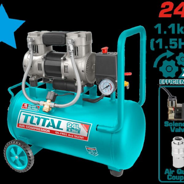 COMPRESOR AIRE HORIZONTAL 24L  1.5HP 116PSI 110-120V  1100W 60HZ  SUPER TOTAL (UTCS1110242)