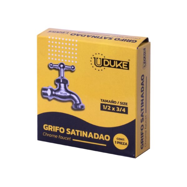 GRIFO SATINADO CROMADO UDUKE EN CAJA CHAPOLA METALICA (HT20580) REF:4912