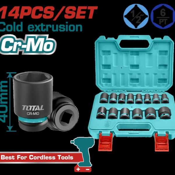 COPAS DE IMPACTO 1/2 INDUSTRIAL LARGO 40 MM JUEGO X 14PZS 10 - 27 MM SUPER TOTAL (THISTD12141)