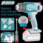 Pistola Calor Inalambrica  20V con Temperatura Ajustable Pantalla Lcd Incluye 4 Boquillas 1 Rascador, Bateria  y Cargador  No Incluido Industrial Super Total (TBLI2003)
