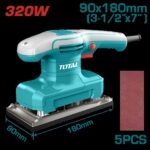 LIJADORA DE PALMA 3- 1/2"X 7" 320W INCLUYE 5 LIJAS INDUSTRIAL SUPER TOTAL (UTF1301836)
