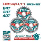 DISCO CORTE MADERA 6 1/2" JUEGO X 3 UNIDADES INDUSTRIAL SUPER TOTAL (TAC236165)