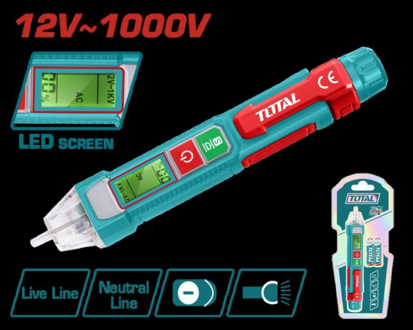 PROBADOR DE CORRIENTE DIGITAL CON PANTALLA LED  12V - 1000V SUPER TOTAL (THT210003)
