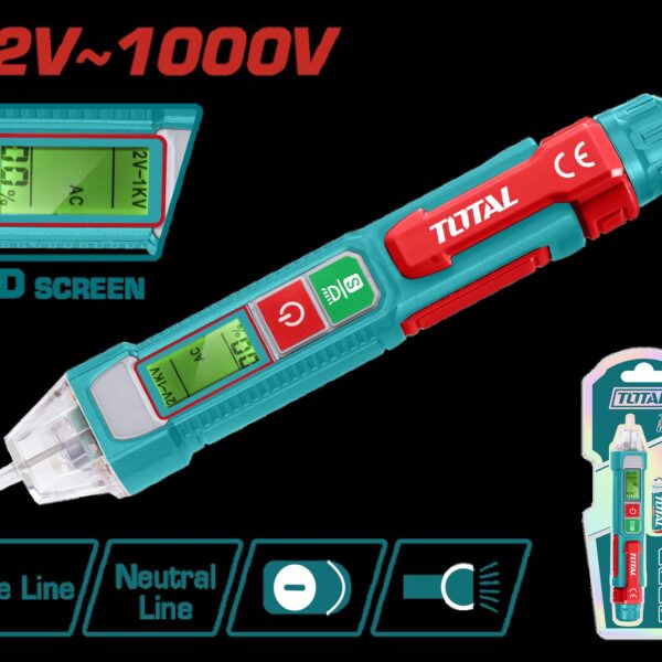 PROBADOR DE CORRIENTE DIGITAL CON PANTALLA LED  12V - 1000V SUPER TOTAL (THT210003)