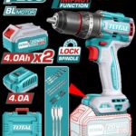 Taladro Inalambrico Percutor 1/2" 96NM 20V Caja Plastica Incluye 2 Baterias 20V (4.0 AH), 1 Cargador y Accesorios Industrial Super Total (UTIDLI20968)