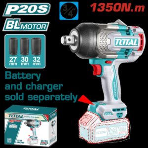Pistola Impacto Inalambrica 3/4 20V 1350NM Incluye 3 Copas 27,30,32 Mm, Cargador y Bateria Se Venden por Separado Industrial Super Total (TIWLI201351)