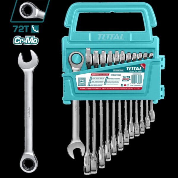 LLAVE MIXTA CON RACHE  8 - 19 MM JUEGO X 12 PZS  INDUSTRIAL SUPER TOTAL (THT102RK0126)