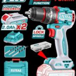 Taladro Inalambrico  Percutor 1/2 20V 76 N.m Incluye 2 Bateria de 2.0AH, CARGADOR,47 ACCESORIOS,3 Brocas Concreto Industrial Super Total (UTIDLI20768)