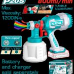 PISTOLA PINTAR INALAMBRICA 800ML 20V INCLUYE AGUJA DE LIMPIEZA Y DOS BOQUILLAS, BATERIA Y CARGADOR NO INCLUIDO TOTAL (TSGLI2004)