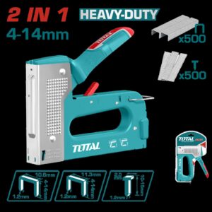 Grapadora 2 en 1 (4 - 14 MM) Incluye 500 Grapas y 500 Clavos Industrial Total (THT31148)