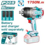 PISTOLA IMPACTO INALAMBRICA 3/4 20V 1750NM INCLUYE COPAS 30,32,34 MM  BATERIA Y CARGADOR SE VENDEN POR SEPARADO  INDUSTRIAL SUPER TOTAL (TIWLI201751)