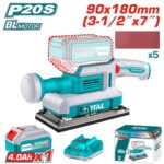 LIJADORA DE PALMA INALAMBRICA 3-1/2 X 7" 20V INCLUYE 1 BATERIA 4.0AH , CARGADOR Y 5 LIJAS INDUSTRIAL SUPER TOTAL (UTFSLI20311)