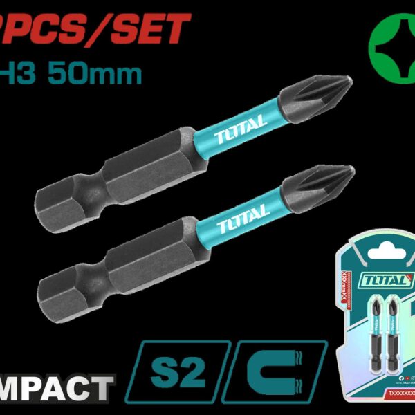 PUNTAS TALADRO DOBLE  IMANTADA 50MM (+) (+) JUEGO X 2 PZS INDUSTRIAL SUPER TOTAL (TACIM71PH350)