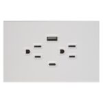 Toma Doble + Tipo USB + Tipo C Terra Blanca  Uduke (V7-032)