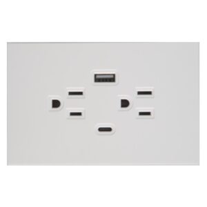 Toma Doble + Tipo USB + Tipo C Terra Blanca  Uduke (V7-032)