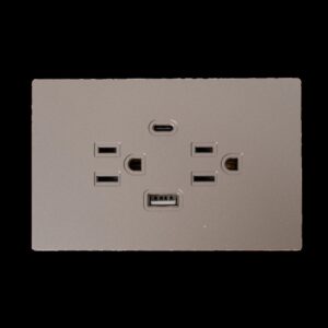 Toma Doble + Tipo USB + Tipo C Terra Gris  Uduke (V8-032)