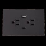 Toma Doble + Tipo USB + Tipo C Terra Negra  Uduke (V6-032)