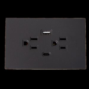 Toma Doble + Tipo USB + Tipo C Terra Negra  Uduke (V6-032)