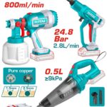 Combo Inalambrico 20V Pistola Pintar Inalambrica 800ML + Hidrolavadora Portatil + Aspiradora de Mano Incluye 2 Baterias 2.0 Ah, 1 Cargador y Accesorios Total (UTOSLI230522)