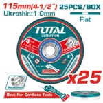 DISCO CORTE METAL/ACERO INOXIDABLE 4 1/2"  (PQT POR 25 UNDS) TOTAL (TAC11011525)
