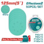 JUEGO DE HOJAS DE LIJA X 50 PIEZAS 5" PARA LIJADORA ORBITAL TOTAL (TAC7312511)