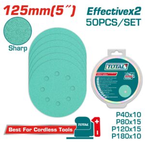 JUEGO DE HOJAS DE LIJA X 50 PIEZAS 5" PARA LIJADORA ORBITAL TOTAL (TAC7312511)