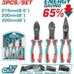 JUEGO DE ALICATE X 3 PIEZAS CROMO VANADIUM INDUSTRIAL TOTAL (THT2CK231S)