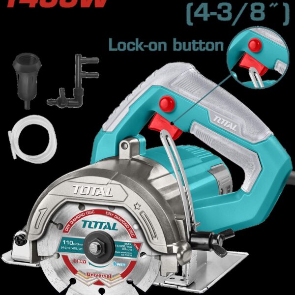 SIERRA CIRCULAR 4-3/8" 110V-1400W  INCLUYE UN DISCO DE CORTE (CORTE DE MARMOL Y BALDOSA) INDUSTRIAL TOTAL (UTS3141106)