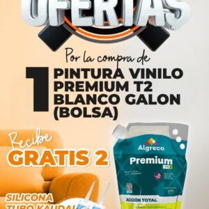 KIT 1 UD PINTURA VINILO PREMIUM TIPO 2 BLANCO GALON EN BOLSA (90400111) + 2 UDS GRATIS BN14385A SILICONA TUBO KAUDAL TRANSPARENTE USO GENERAL 280 ML (CON FUNGICIDA)