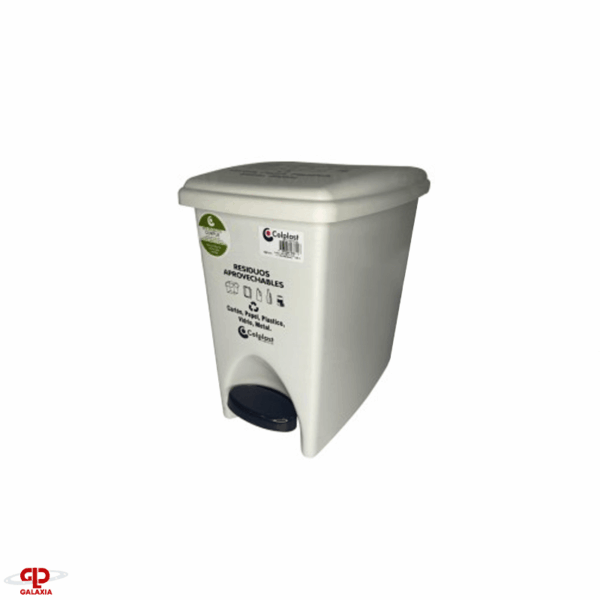PAPELERA RECTANGULAR PEDAL 12 LT BLANCA COLPLAST