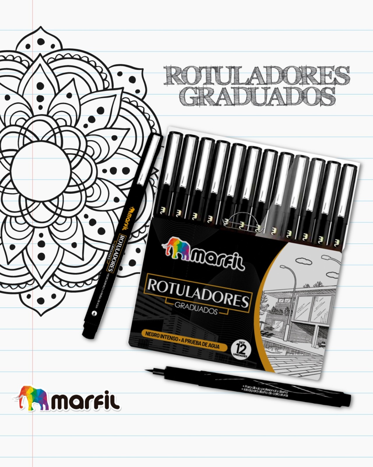 ROTULADORES GRADUADOS MARFIL SET X12 REF:188274