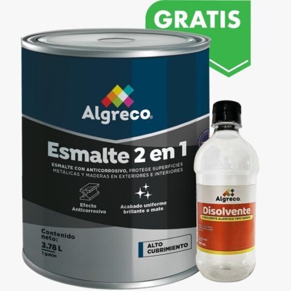 ESMALTE (RAPIDO) 2 EN 1 NEGRO GALON (92330020) (ALGRECO) BONIFICADO DISOLVENTE GRATIS