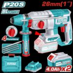Taladro Inalambrico Rotomartillo 1" 20V Sds Plus 2.5 Jules  Incluye 3 Brocas , 1 Cincel Cargador  y Bateria  Industrial Total (UTRHLI202682)