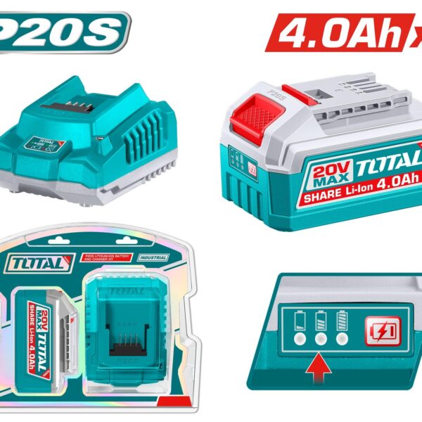 KIT DE 1 BATERIA  4.0AH + CARGADOR DE 20V INDUSTRIAL SUPER TOTAL (UTFBCPK1012)