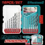 JUEGO DE BROCAS X 16 PZS PARA MURO, MADERA Y LAMINA CON VASTAGO EXAGONAL  INDUSTRIAL TOTAL (UTACSDL11608)