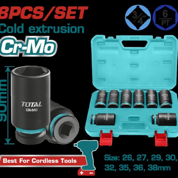 COPAS DE IMPACTO 3/4 JUEGO X 8 PZS 26 - 38 MM INDUSTRIAL TOTAL (THKISD34082L)