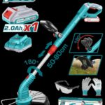 GUADAÑADORA INALAMBRICA EXPANDIBLE 20V INCLUYE 1 BATERIA 2.0AH, CARGADOR Y ACCESORIOS TOTAL (UTGTLI20301)