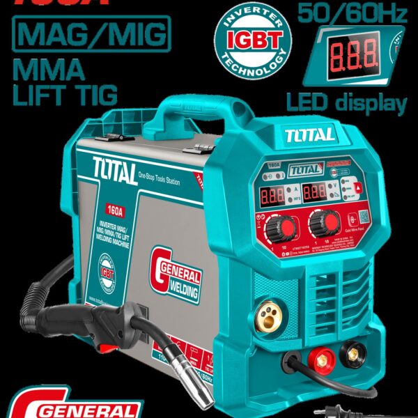 SOLDADOR INVERSOR DIGITAL 160A (MAG-MIG-MMA-LIFT TIG) 110-220V  TOTAL (UTMGT16058)