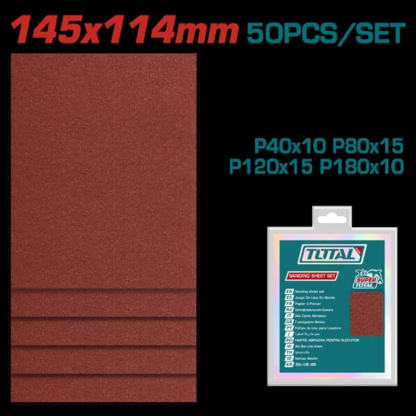 JUEGO DE HOJAS DE LIJA DE PALMA X 50 PZS (145X114MM) TOTAL (TAC749141121)