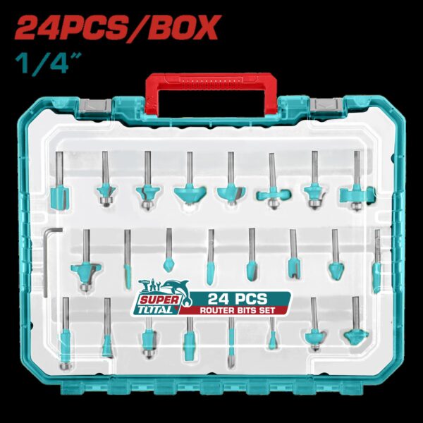 JUEGO DE 24 FRESAS PARA RUTEADORA 1/4"INDUSTRIAL TOTAL (TACSR1240104)