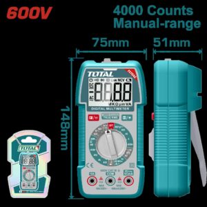 Tester Digital 600V 4000 Conteos Rms Industrial Total (TMT536002)