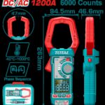 PINZA VOLTIAMPERIMETRICA DIGITAL 1200A  6000 CONTEOS RMS  INDUSTRIAL TOTAL (TMT7610002)